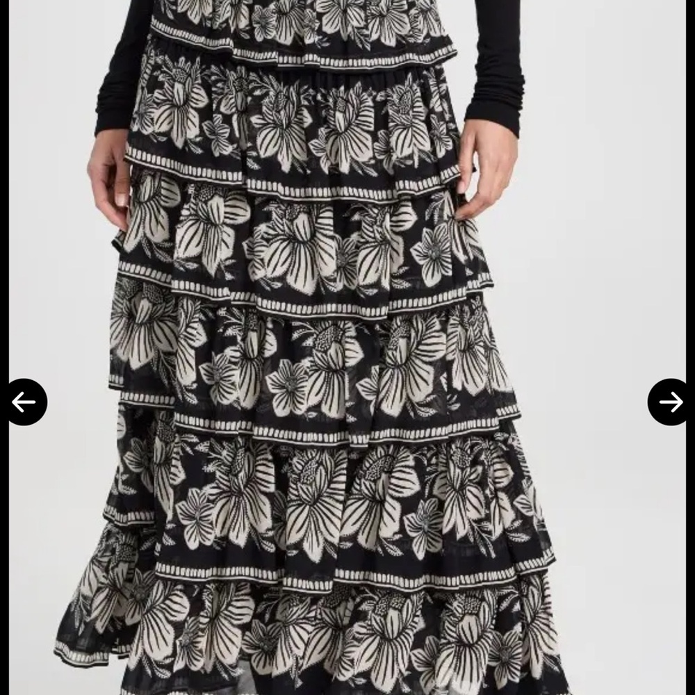 FARM Rio Black & White Floral Tiered Maxi Skirt - Picture 6 of 11